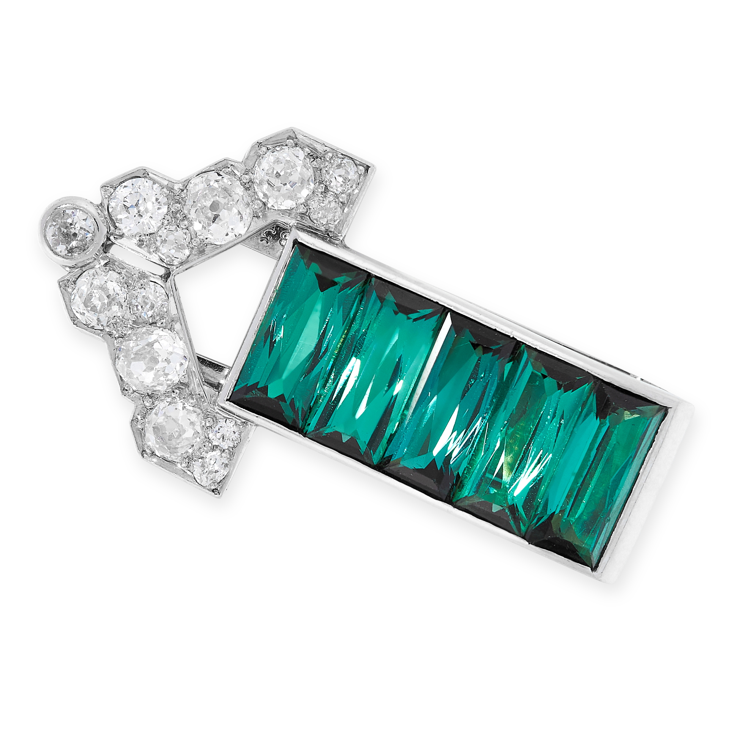 Cartier, a tourmaline and diamond clip brooch, 1940s, Cartier tourmaline, diamond brooch