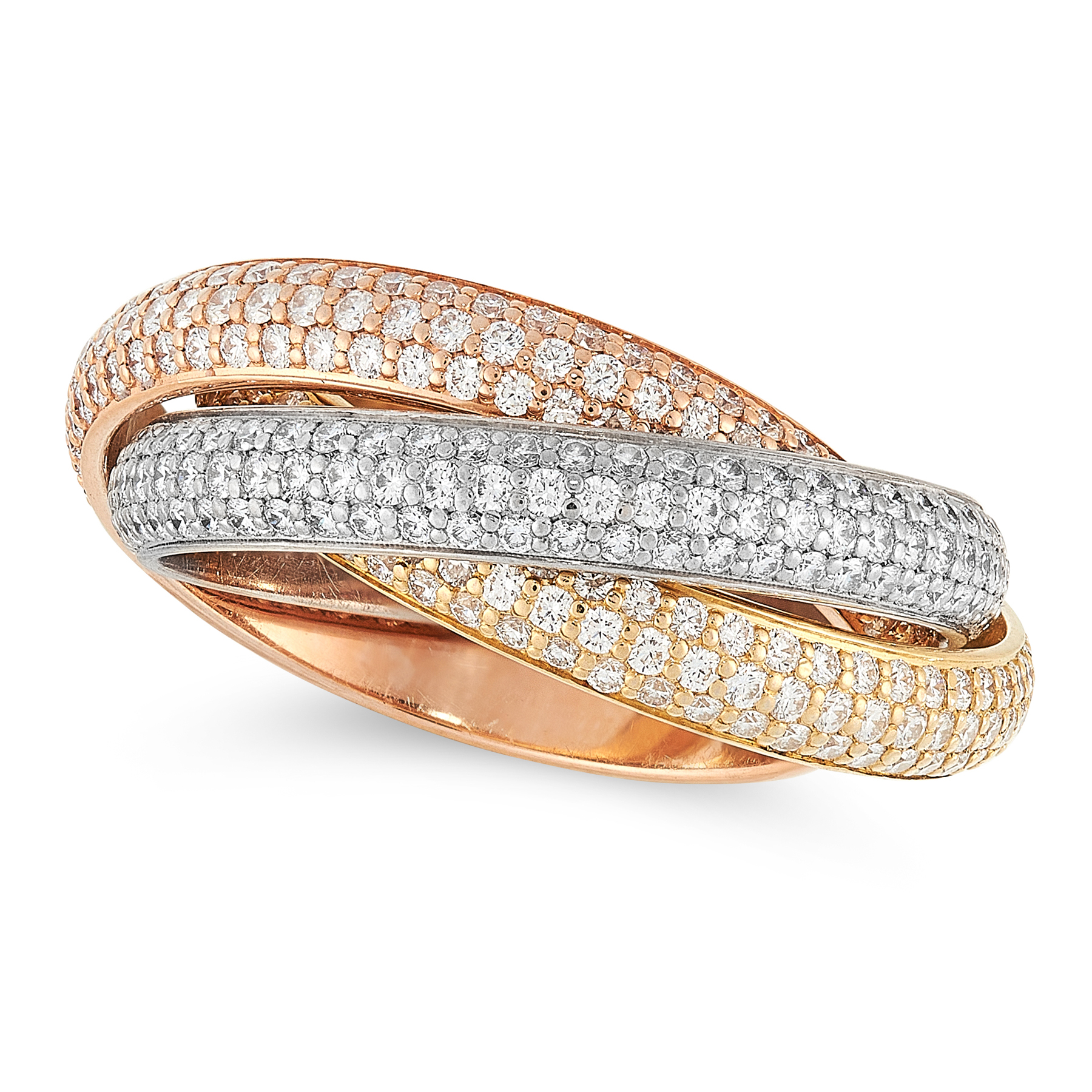  A TRINITY DE CARTIER DIAMOND RING, CARTIER, CARTIER TRINITY, SELL CARTIER TRINITY AT AUCTION, SELL CARTIER DIAMONDS