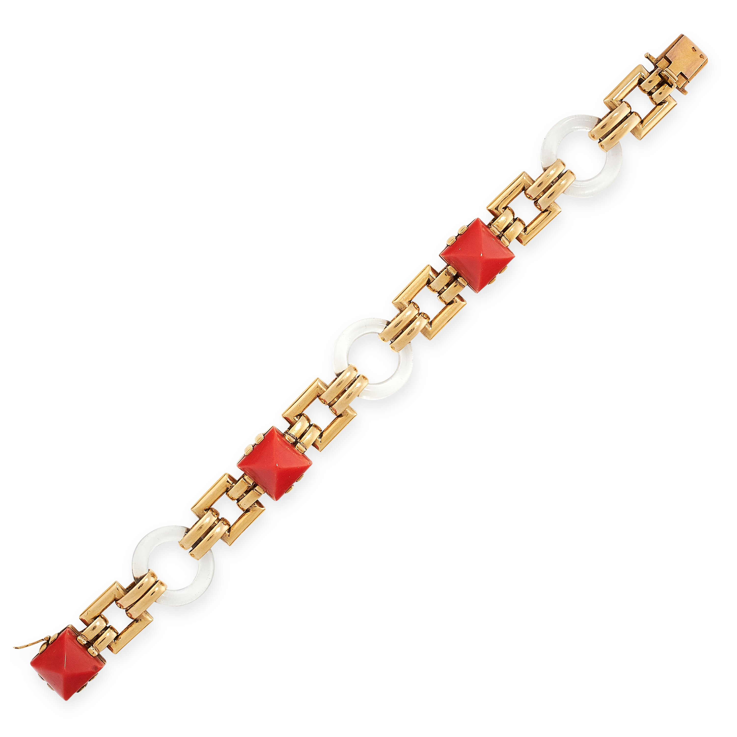 A CORAL AND ROCK CRYSTAL BRACELET, CARTIER CIRCA 1940 FOR SALE AT AUCTION, SELL CARTIER CORAL, SELL CARTIER ROCK CRYSTAL, SELL CARTIER BRACLET